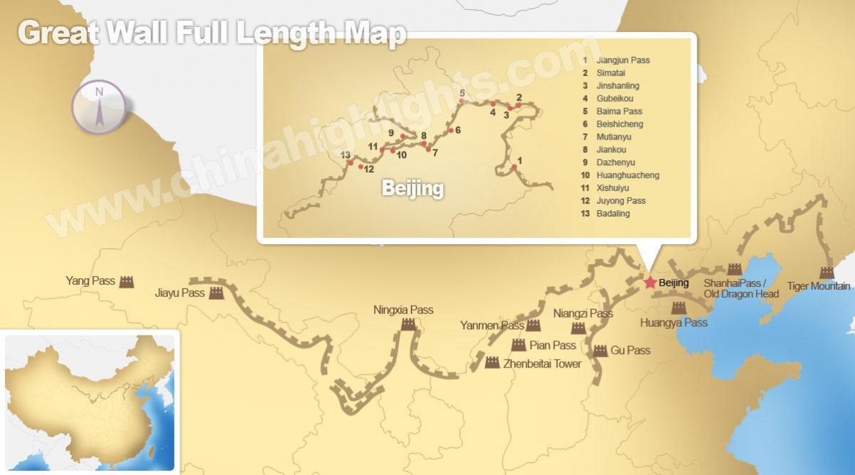 murit të madh të Kinës hartë