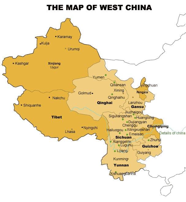harta e perëndim të Kinës