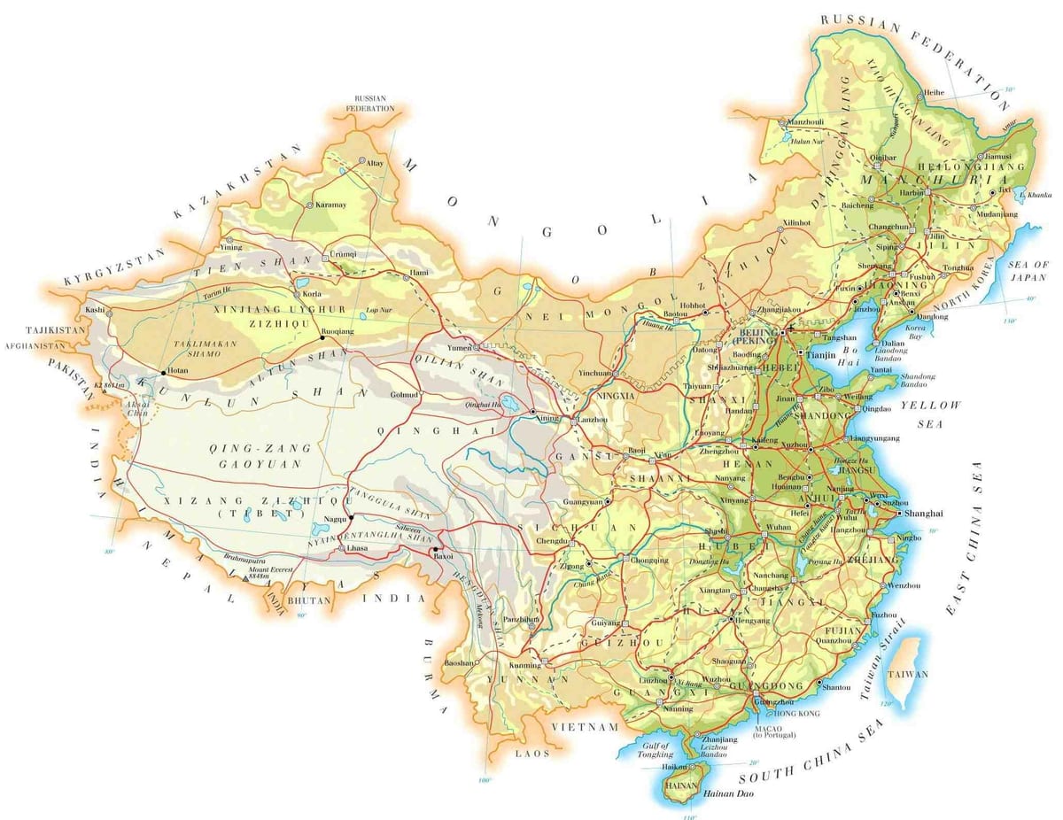 Kina harta topografike