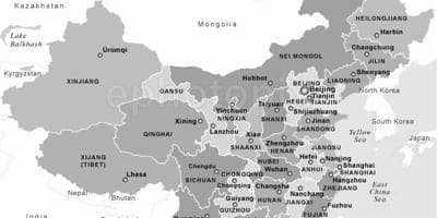 Harta e Kinës e zezë dhe e bardhë