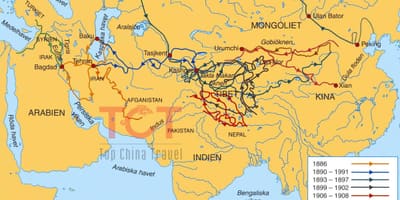 Harta e silk road në Kinën e lashtë