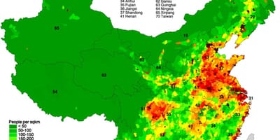 Shpërndarjen e popullsisë harta e Kinës