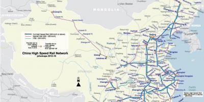 Shpejtësi të lartë hekurudhor Kinë hartë