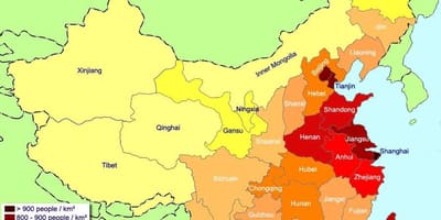 Harta e Kinës popullsisë